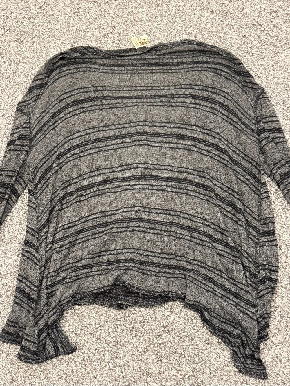 Free People “We the Free” Striped High-Low Long Sleeve Henley Top - Gray